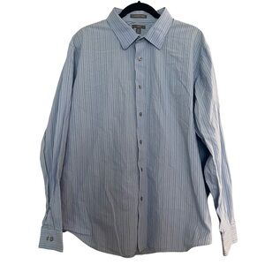 Apt. 9 Men’s XXL Blue Striped Button Down Cotton Long Sleeve Shirt
